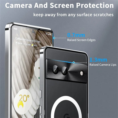 For Google Pixel 8 Case Metal Frame Magnetic Cover Compatible with MagSafe