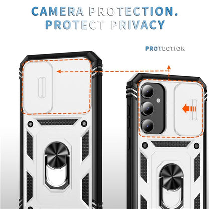 For Samsung Galaxy S23 FE Case Sliding Camera Cover PC+TPU Phone Shell