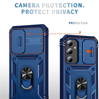 For Samsung Galaxy S23 FE Case Sliding Camera Cover PC+TPU Phone Shell