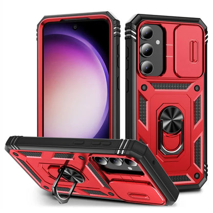 For Samsung Galaxy S23 FE Case Sliding Camera Cover PC+TPU Phone Shell