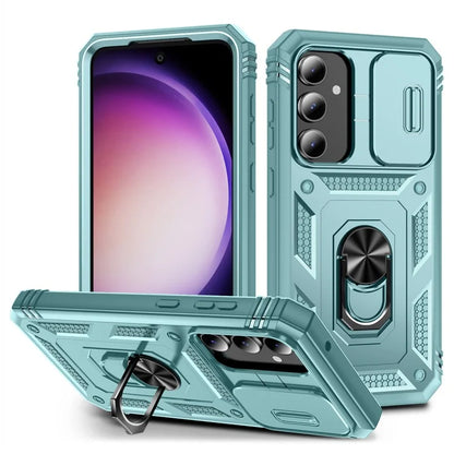 For Samsung Galaxy S23 FE Case Sliding Camera Cover PC+TPU Phone Shell