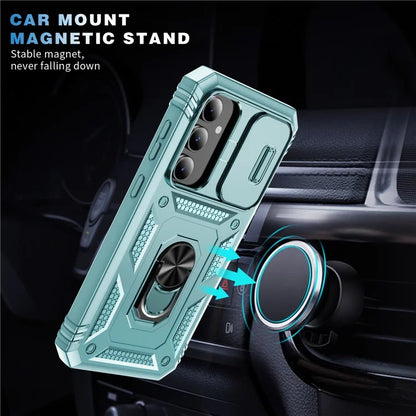 For Samsung Galaxy S23 FE Case Sliding Camera Cover PC+TPU Phone Shell
