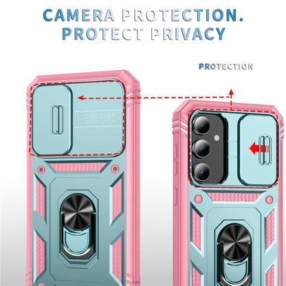 For Samsung Galaxy S23 FE Case Sliding Camera Cover PC+TPU Phone Shell+Pink
