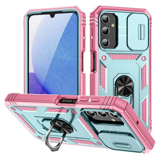 For Samsung Galaxy A25 5G (Global) (161.0 x 76.5 x 8.3mm) Case Sliding Camera Cover Anti-drop PC+TPU Phone Shell+Pink
