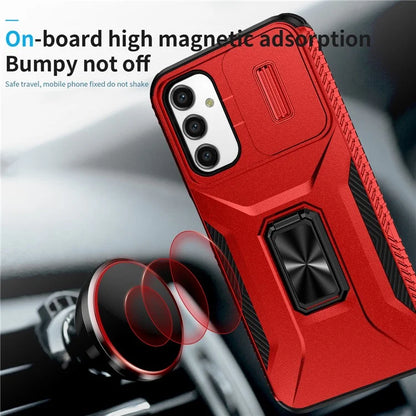 For Samsung Galaxy A14 4G / 5G Case Slide Lens Lid PC+TPU Phone Cover Kickstand Anti-drop Shell