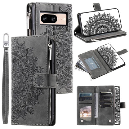 For Google Pixel 8 Case Magnetic PU Leather Wallet Phone Cover with Strap