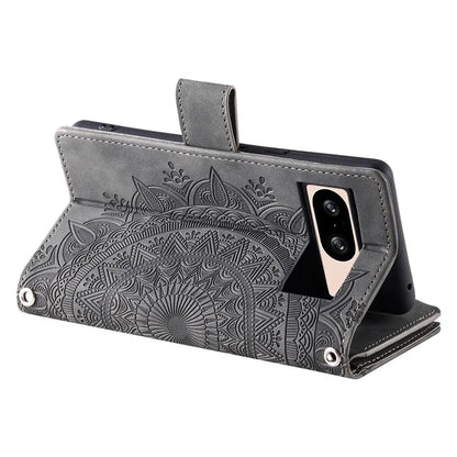 For Google Pixel 8 Case Magnetic PU Leather Wallet Phone Cover with Strap