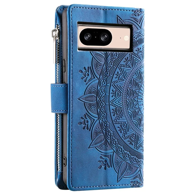 For Google Pixel 8 Case Magnetic PU Leather Wallet Phone Cover with Strap