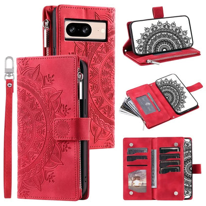 For Google Pixel 8 Case Magnetic PU Leather Wallet Phone Cover with Strap