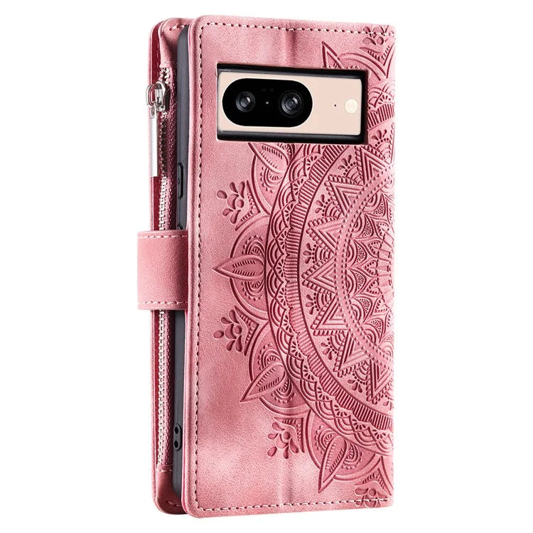 For Google Pixel 8 Case Magnetic PU Leather Wallet Phone Cover with Strap