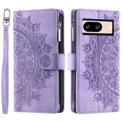 For Google Pixel 8 Case Magnetic PU Leather Wallet Phone Cover with Strap