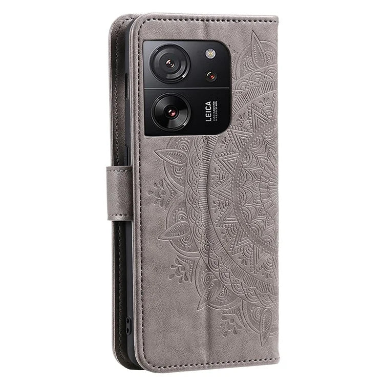 For Xiaomi 13T Pro / 13T / Redmi K60 Ultra Case Mandala Flower Imprinted Leather Cover with Strap