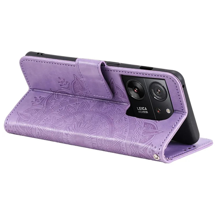 For Xiaomi 13T Pro / 13T / Redmi K60 Ultra Case Mandala Flower Imprinted Leather Cover with Strap