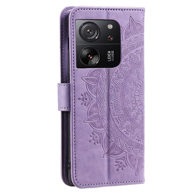 For Xiaomi 13T Pro / 13T / Redmi K60 Ultra Case Mandala Flower Imprinted Leather Cover with Strap
