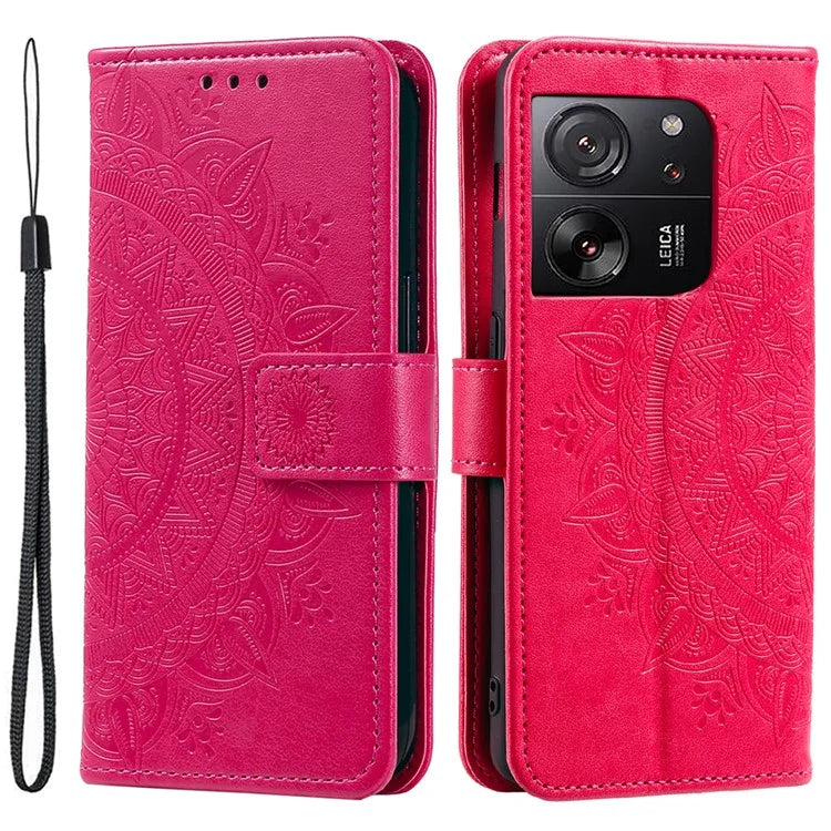 For Xiaomi 13T Pro / 13T / Redmi K60 Ultra Case Mandala Flower Imprinted Leather Cover with Strap