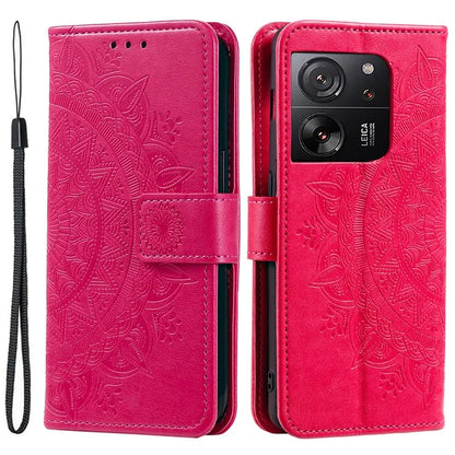 For Xiaomi 13T Pro / 13T / Redmi K60 Ultra Case Mandala Flower Imprinted Leather Cover with Strap