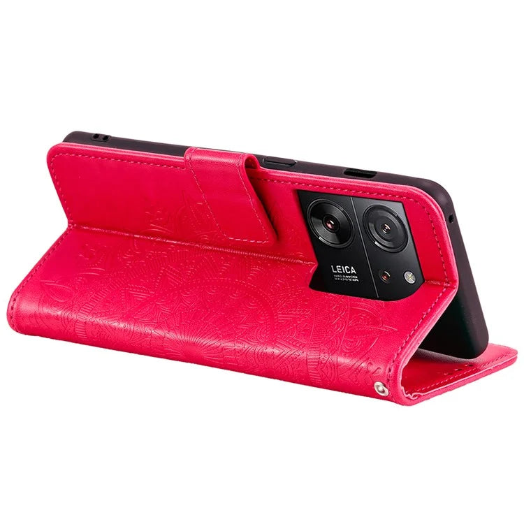 For Xiaomi 13T Pro / 13T / Redmi K60 Ultra Case Mandala Flower Imprinted Leather Cover with Strap