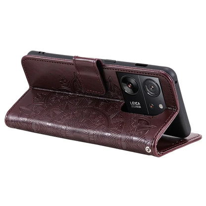 For Xiaomi 13T Pro / 13T / Redmi K60 Ultra Case Mandala Flower Imprinted Leather Cover with Strap