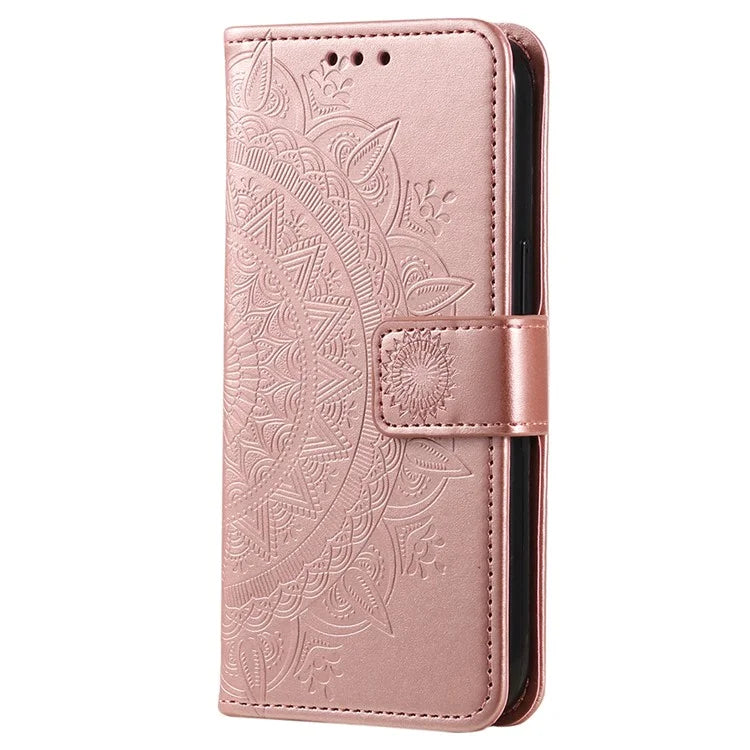 For Xiaomi 13T Pro / 13T / Redmi K60 Ultra Case Mandala Flower Imprinted Leather Cover with Strap Gold