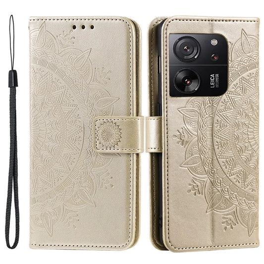 For Xiaomi 13T Pro / 13T / Redmi K60 Ultra Case Mandala Flower Imprinted Leather Cover with Strap