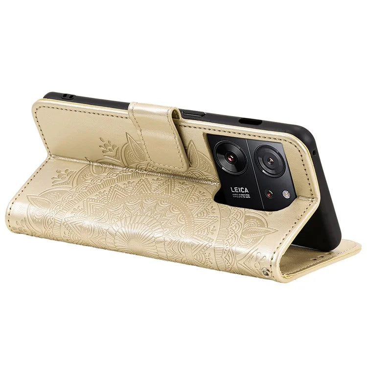 For Xiaomi 13T Pro / 13T / Redmi K60 Ultra Case Mandala Flower Imprinted Leather Cover with Strap