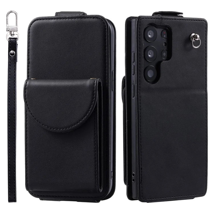For Samsung Galaxy S23 Ultra Case Leather+TPU Stand Cover Vertical Flip Phone Shell