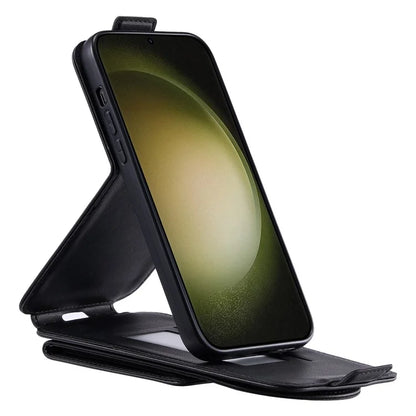 For Samsung Galaxy S23 Ultra Case Leather+TPU Stand Cover Vertical Flip Phone Shell