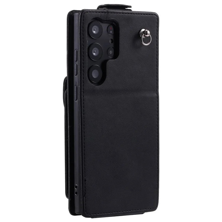For Samsung Galaxy S23 Ultra Case Leather+TPU Stand Cover Vertical Flip Phone Shell