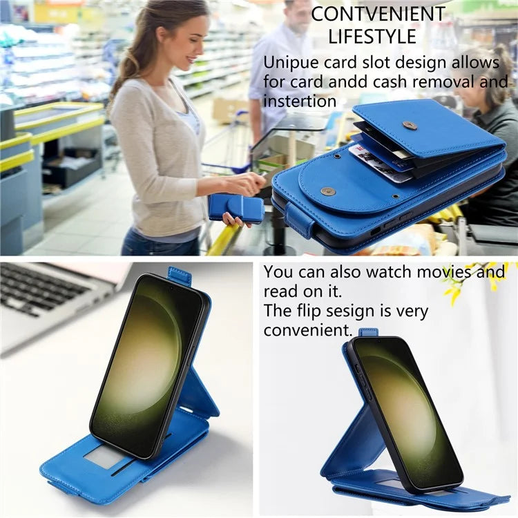 For Samsung Galaxy S23 Ultra Case Leather+TPU Stand Cover Vertical Flip Phone Shell