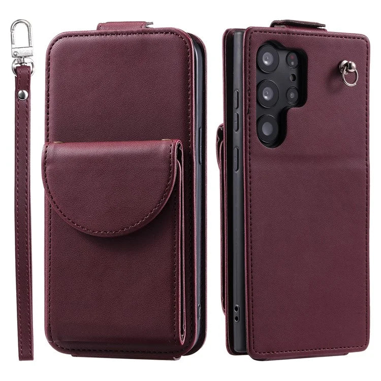 For Samsung Galaxy S23 Ultra Case Leather+TPU Stand Cover Vertical Flip Phone Shell