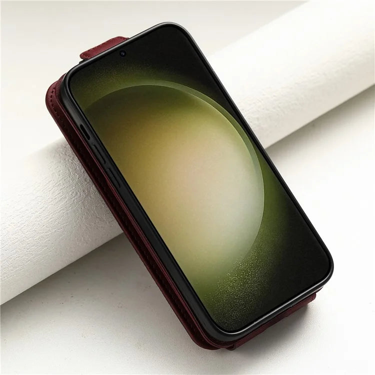 For Samsung Galaxy S23 Ultra Case Leather+TPU Stand Cover Vertical Flip Phone Shell