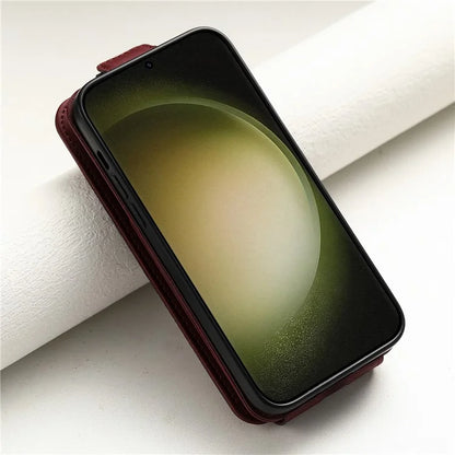 For Samsung Galaxy S23 Ultra Case Leather+TPU Stand Cover Vertical Flip Phone Shell