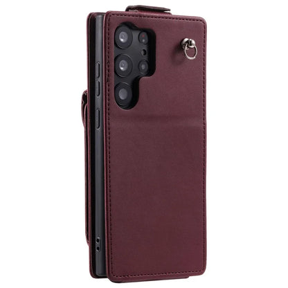 For Samsung Galaxy S23 Ultra Case Leather+TPU Stand Cover Vertical Flip Phone Shell