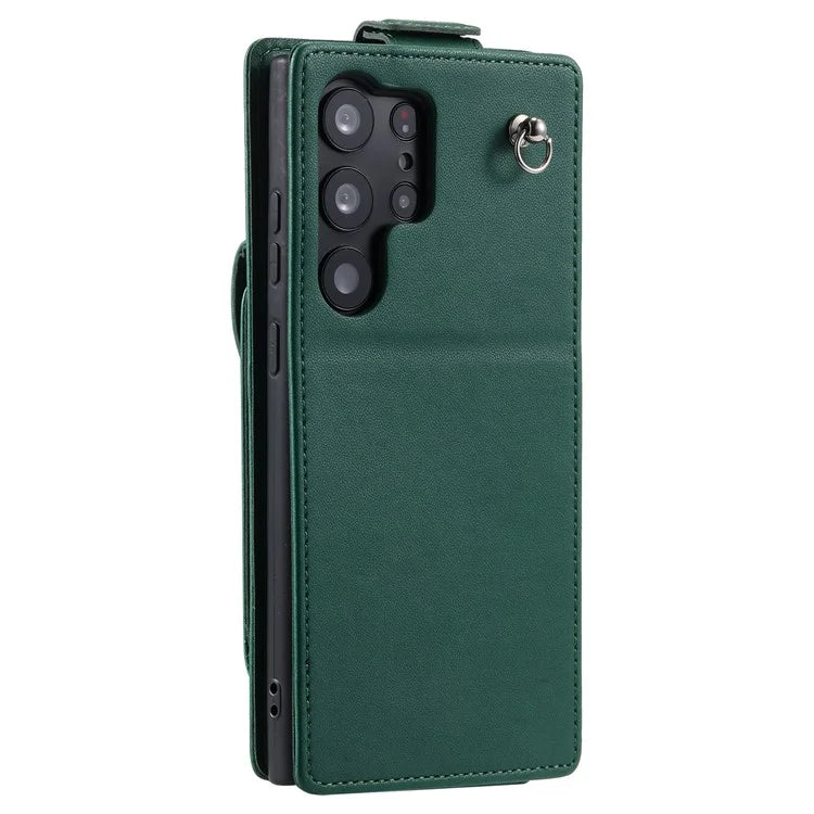 For Samsung Galaxy S23 Ultra Case Leather+TPU Stand Cover Vertical Flip Phone Shell