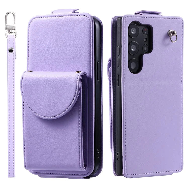For Samsung Galaxy S23 Ultra Case Leather+TPU Stand Cover Vertical Flip Phone Shell