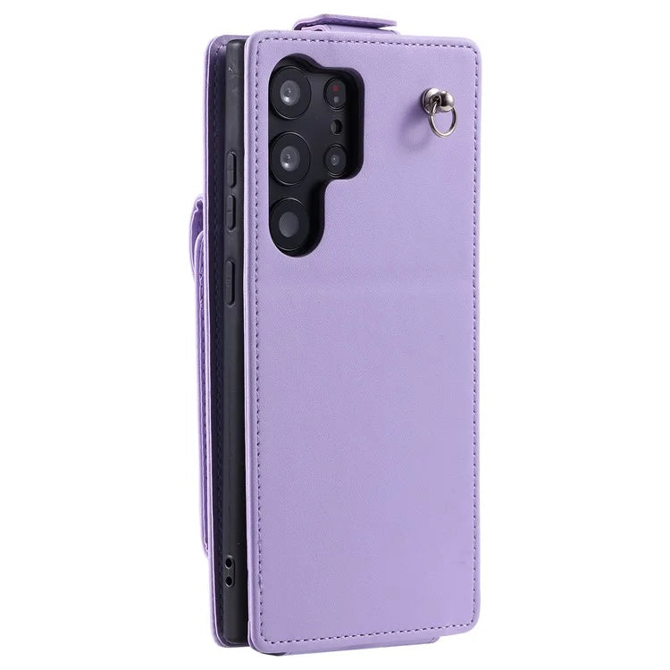 For Samsung Galaxy S23 Ultra Case Leather+TPU Stand Cover Vertical Flip Phone Shell