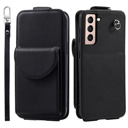 For Samsung Galaxy S22 5G Case Vertical Flip Stand Cover Anti-scratch Leather+TPU Shell