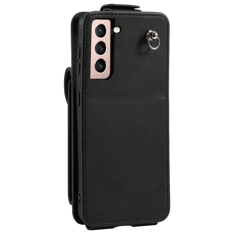 For Samsung Galaxy S22 5G Case Vertical Flip Stand Cover Anti-scratch Leather+TPU Shell
