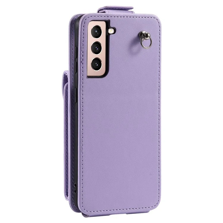 For Samsung Galaxy S22 5G Case Vertical Flip Stand Cover Anti-scratch Leather+TPU Shell