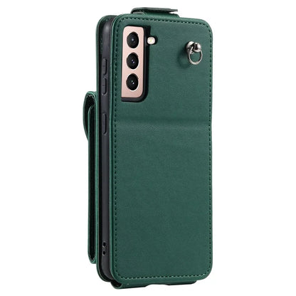 For Samsung Galaxy S22 5G Case Vertical Flip Stand Cover Anti-scratch Leather+TPU Shell