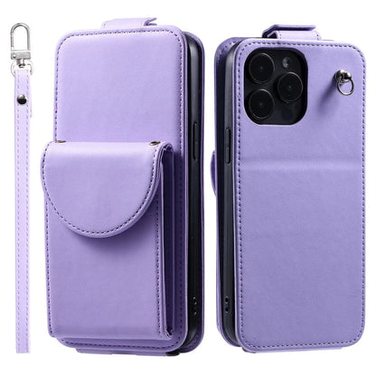 For iPhone 15 Pro Case Vertical Flip Phone Cover Anti-drop Leather Shell with Card Bag