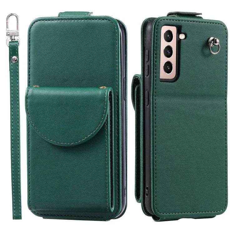 For Samsung Galaxy S22+ 5G Case Vertical Flip Phone Cover Leather+TPU Shell with Card Bag