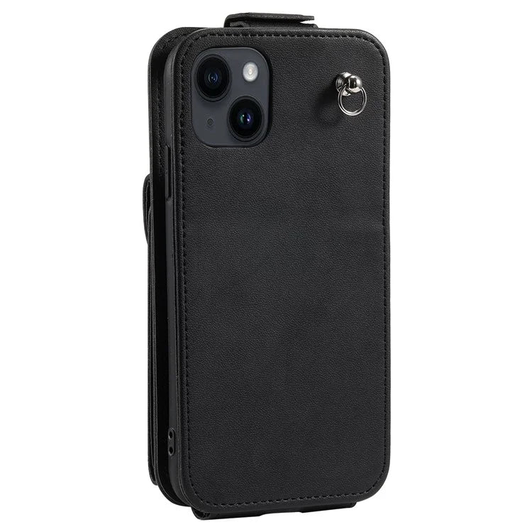 For iPhone 15 Plus Case Vertical Flip Stand Phone Cover Card Bag Leather Shell