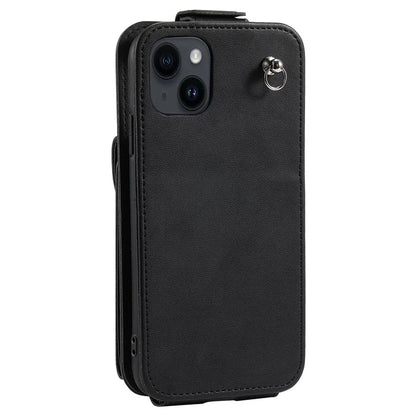 For iPhone 15 Plus Case Vertical Flip Stand Phone Cover Card Bag Leather Shell