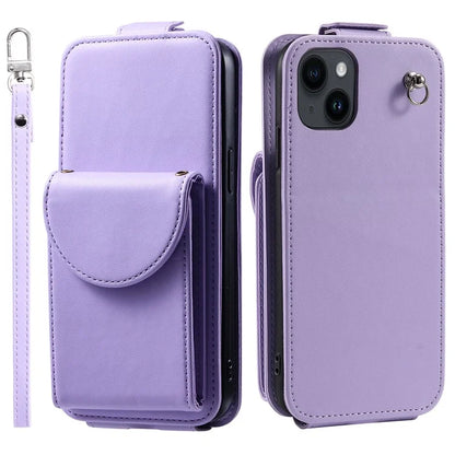 For iPhone 15 Plus Case Vertical Flip Stand Phone Cover Card Bag Leather Shell