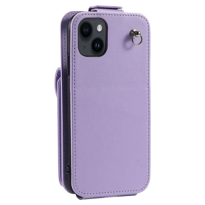 For iPhone 15 Plus Case Vertical Flip Stand Phone Cover Card Bag Leather Shell