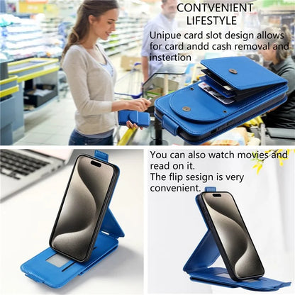 For iPhone 15 Pro Max Case Card Bag Foldable Stand Vertical Flip PU Leather Phone Cover