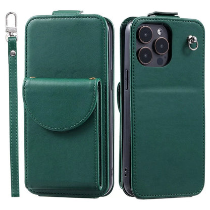 For iPhone 15 Pro Max Case Card Bag Foldable Stand Vertical Flip PU Leather Phone Cover