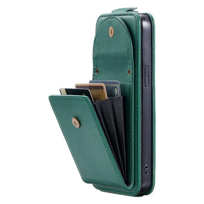 For iPhone 15 Pro Max Case Card Bag Foldable Stand Vertical Flip PU Leather Phone Cover