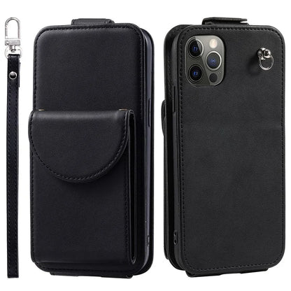 For iPhone 12 / 12 Pro Case Card Bag Viewing Stand Vertical Flip PU Leather Phone Cover